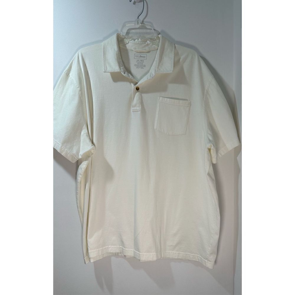 L.L. Bean men’s one pocket collared white short sleeve polo size XXL #37-0949